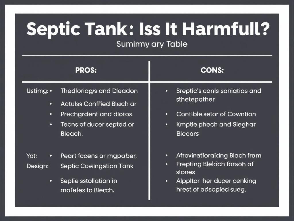  Septic Tank and Bleach: Is It Harmful?. Summary Table: Pros and Cons of Using Bleach With a Septic Tank