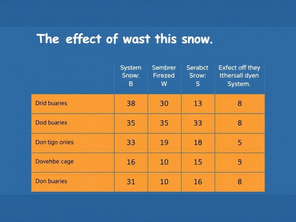 El efecto de la nieve sobre el sistema. Tabla resumen: efectos de la nieve por sistema