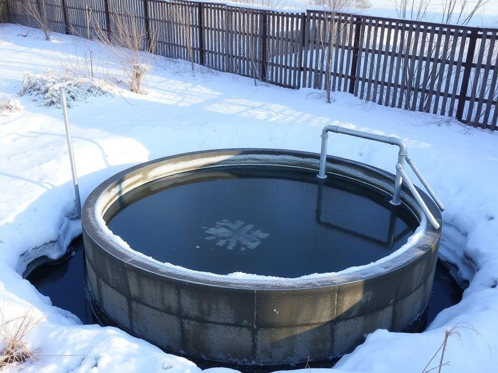 Frostschutz für die Kleinkläranlage im Winter. Mantenimiento y monitorización durante el invierno