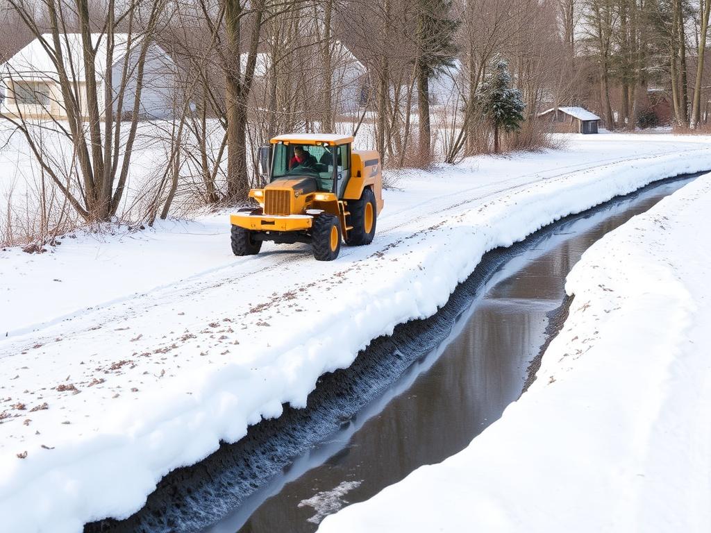 Conducir sobre el campo de drenaje en invierno. Mantenimiento y buenas prácticas para propietarios en invierno